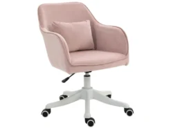 Chaise De Bureau Massante Velours INES Rose Poudré