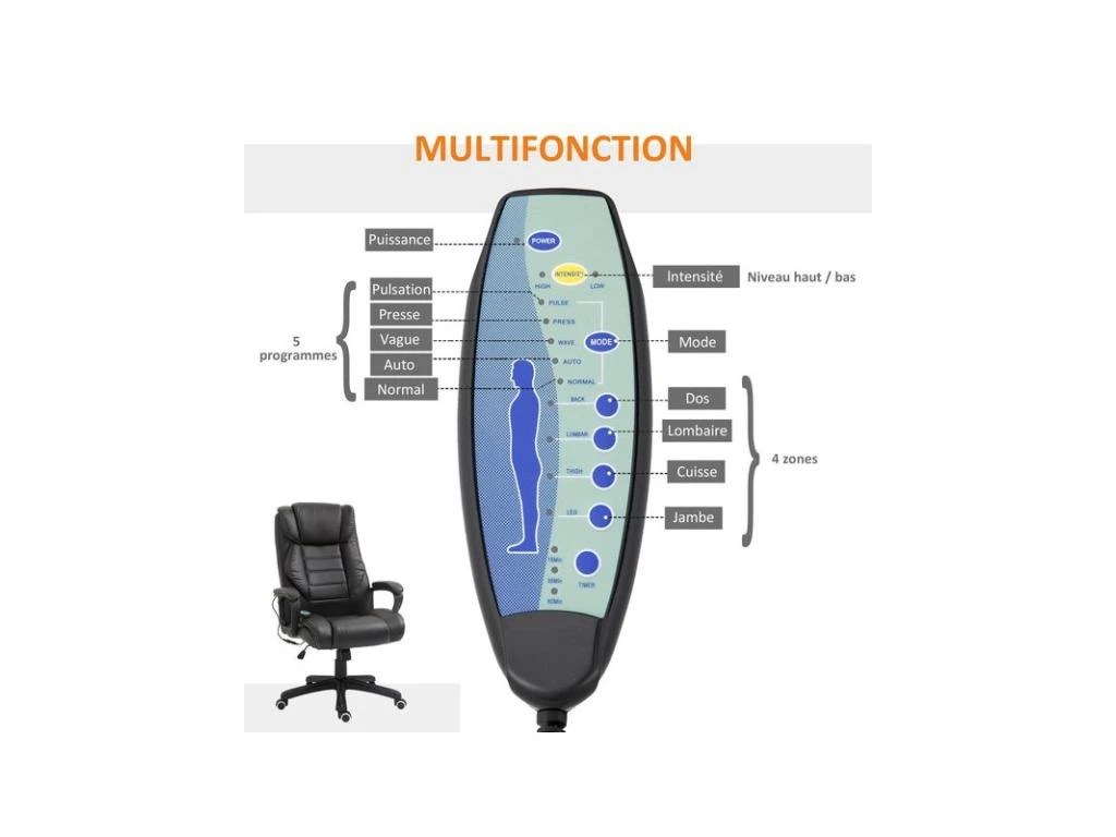 Fauteuil De Bureau Massant MASON Brun 5 Fauteuil De Bureau Massant MASON Brun – Image 5