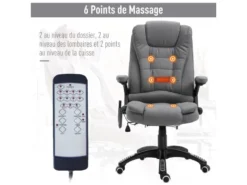 Fauteuil De Bureau Massant Maksym Gris Chiné -Meubles Soldes Magasin siege de bureau 19172425