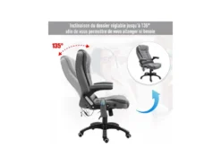 Fauteuil De Bureau Massant Maksym Gris Chiné -Meubles Soldes Magasin siege de bureau 19172435