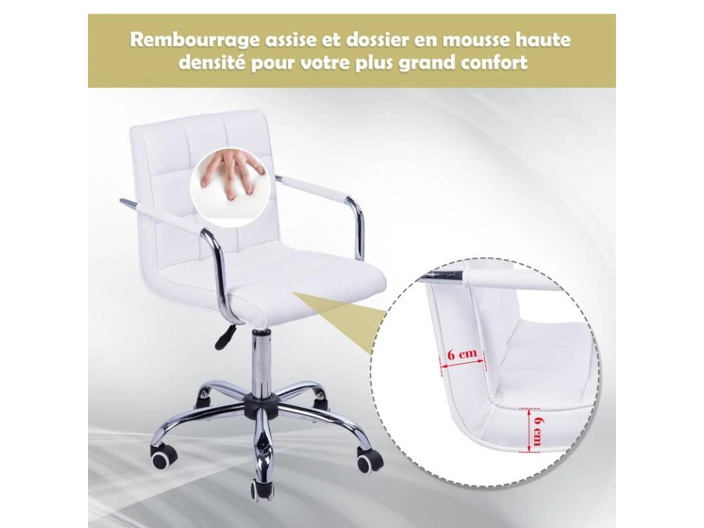 Chaise De Bureau WHITE Blanc 4 Chaise De Bureau WHITE Blanc – Image 4