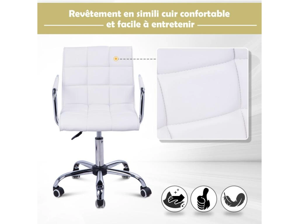 Chaise De Bureau WHITE Blanc 5 Chaise De Bureau WHITE Blanc – Image 5