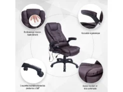 Fauteuil De Bureau Massant Baly Marron -Meubles Soldes Magasin siege de bureau 19172795