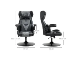 Fauteuil Gaming Réglable BRUCE Gris Et Noir -Meubles Soldes Magasin siege de bureau 19172959