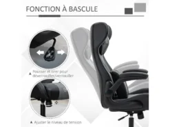 Fauteuil Gaming Réglable BRUCE Gris Et Noir -Meubles Soldes Magasin siege de bureau 19172963