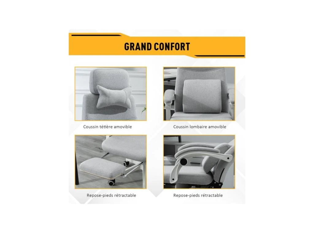 Fauteuil De Bureau MANAGER Lin Gris 7 Fauteuil De Bureau MANAGER Lin Gris – Image 7