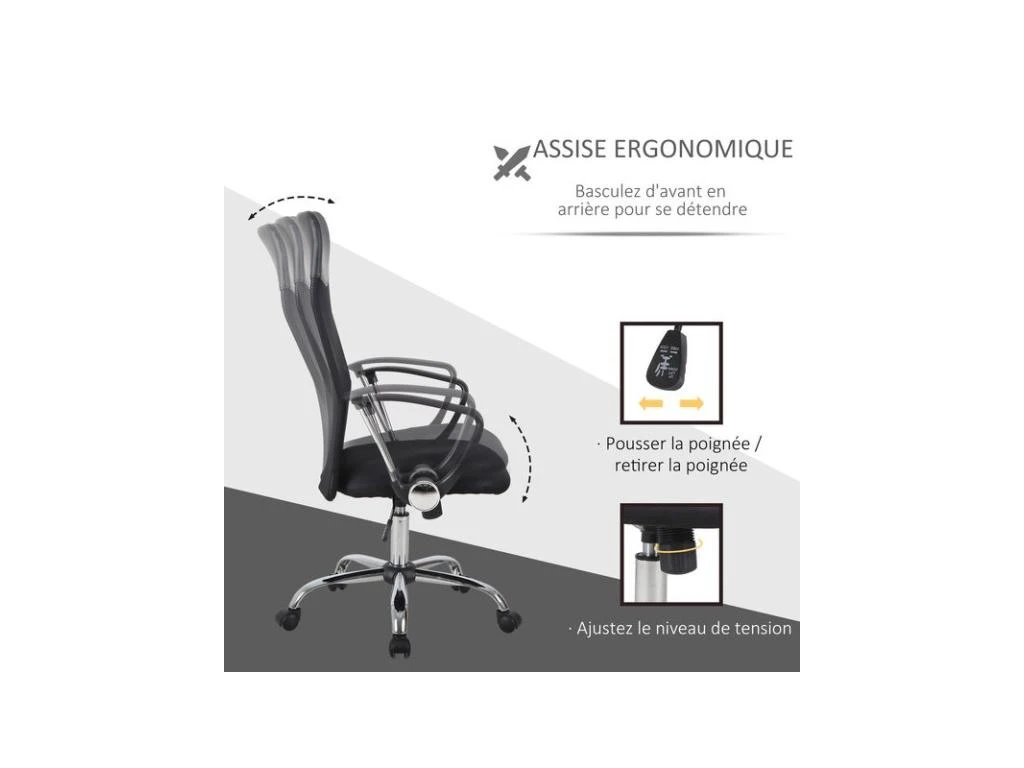 Fauteuil De Bureau Ergonomique JOHAN Noir 6 Fauteuil De Bureau Ergonomique JOHAN Noir – Image 6
