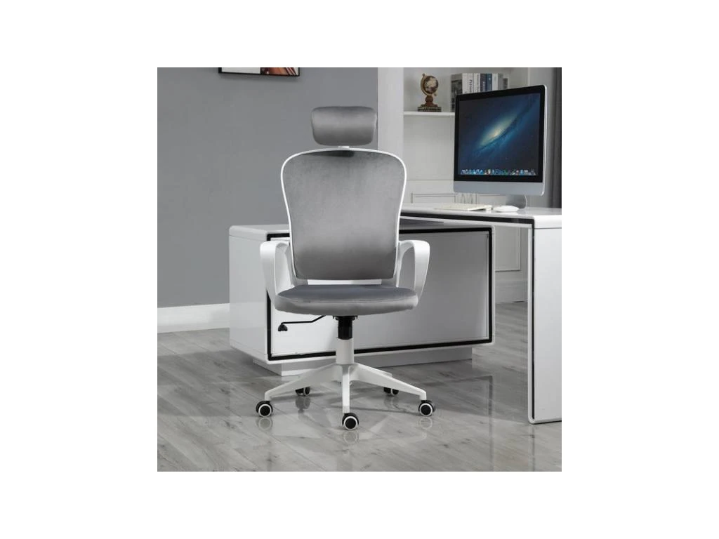 Fauteuil De Bureau SMART Velours Gris 2 Fauteuil De Bureau SMART Velours Gris – Image 2