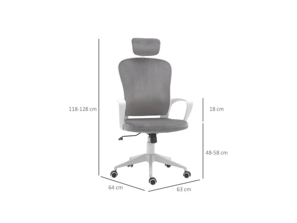 Fauteuil De Bureau SMART Velours Gris 3 Fauteuil De Bureau SMART Velours Gris – Image 3