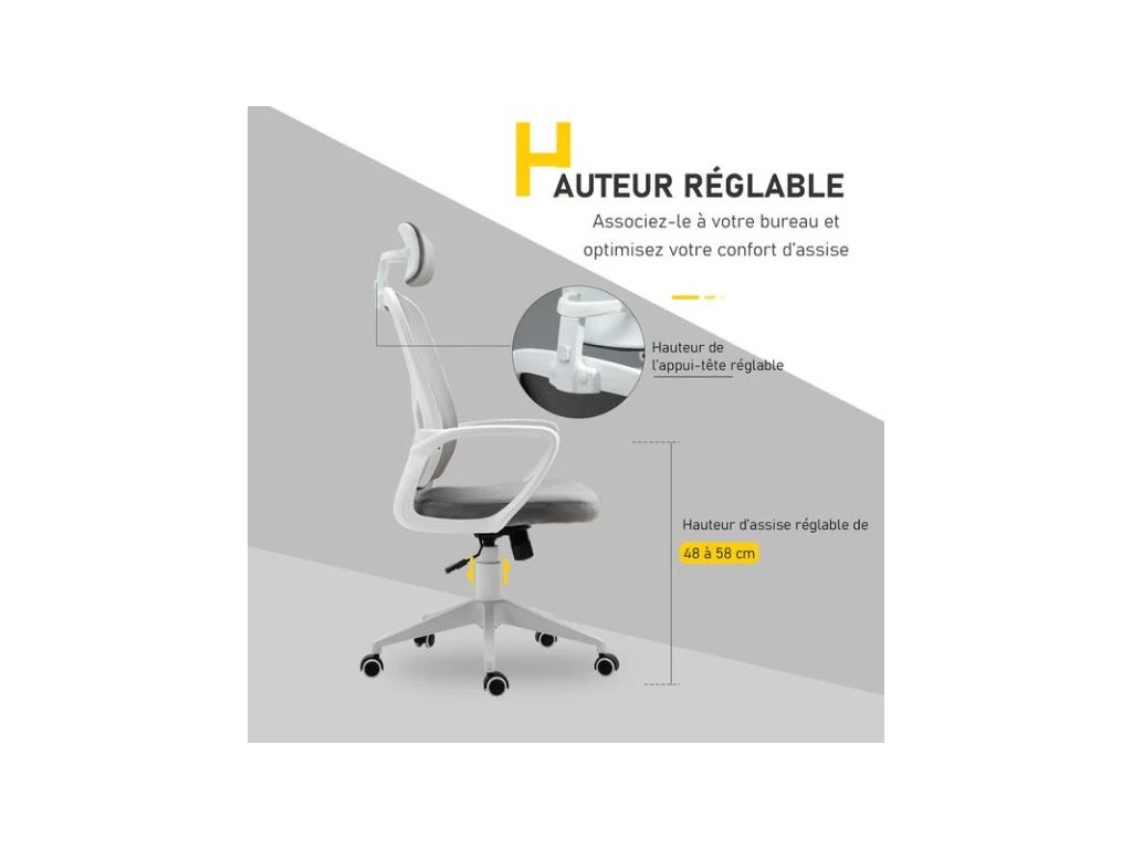Fauteuil De Bureau SMART Velours Gris 5 Fauteuil De Bureau SMART Velours Gris – Image 5
