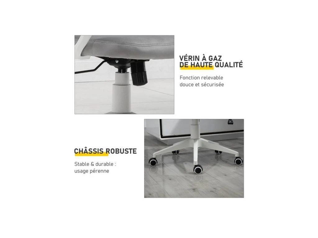 Fauteuil De Bureau SMART Velours Gris 7 Fauteuil De Bureau SMART Velours Gris – Image 7