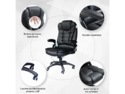 Fauteuil De Bureau Massant Baly Noir -Meubles Soldes Magasin siege de bureau 19174307