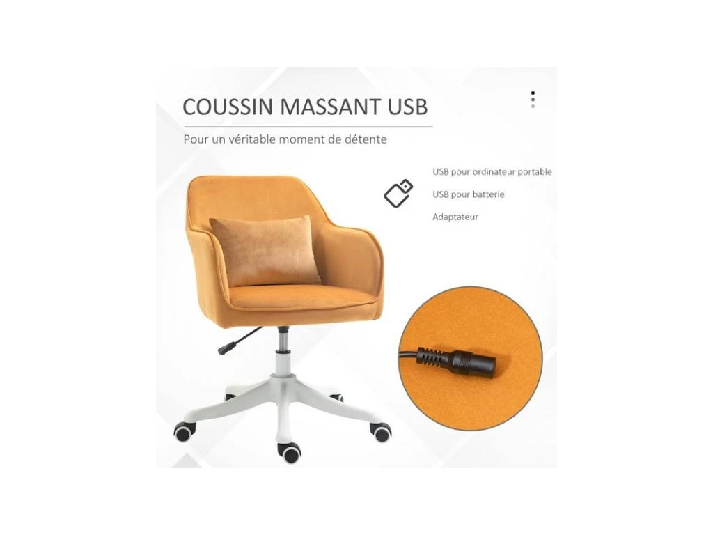 Chaise De Bureau Massante INES Jaune D'or 4 Chaise De Bureau Massante INES Jaune D'or – Image 4