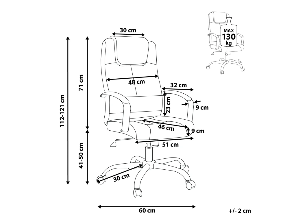 Chaise De Bureau En Cuir PU Beige WINNER 3 Chaise De Bureau En Cuir PU Beige WINNER – Image 3