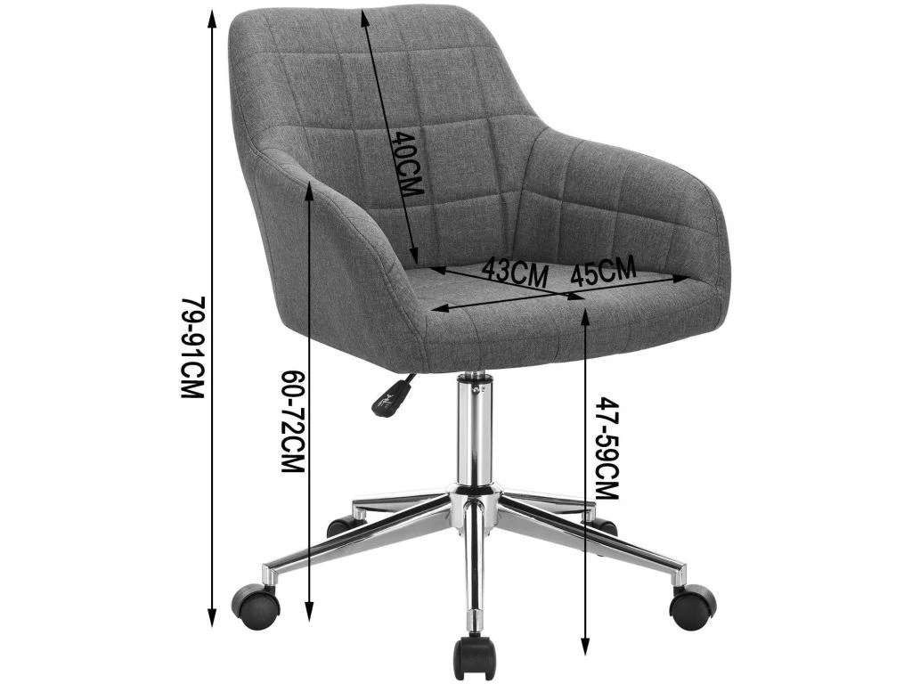 Fauteuil Tabouret Chaise De Bureau En Lin Gris Foncé 19_0000169 2 Fauteuil Tabouret Chaise De Bureau En Lin Gris Foncé 19_0000169 – Image 2