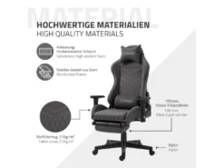 Chaise De Gaming Chaise De Bureau Pivotante Réglable 122-131cm Gris/joints Blanc -Meubles Soldes Magasin siege de bureau 20000253