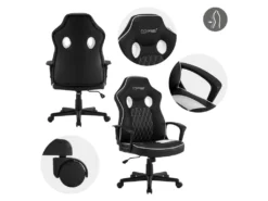 Chaise De Jeu Avec Fonction Bascule Assise Large Noir/blanc En Similicuir ML-Design -Meubles Soldes Magasin siege de bureau 20126111
