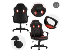 Chaise De Gamer Avec Fonction Bascule Assise Large Noir/rouge En Similicuir ML-Design -Meubles Soldes Magasin siege de bureau 20126213