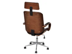 Fauteuil Chaise Siège De Bureau En Bois De Noyer Avec Repose-tête Luxe Noir 0502018 -Meubles Soldes Magasin siege de bureau 21027175
