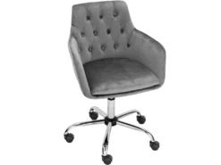 Chaise De Bureau Rembourrée En Velours Gris -Meubles Soldes Magasin siege de bureau 21700827