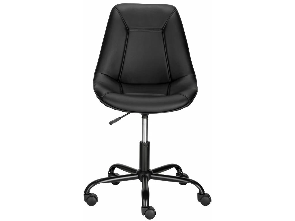 Chaise De Bureau Rembourrée En PU Noir 2 Chaise De Bureau Rembourrée En PU Noir – Image 2