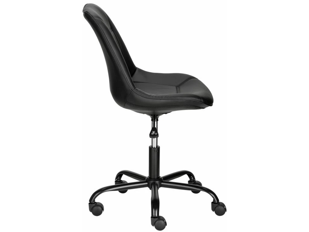 Chaise De Bureau Rembourrée En PU Noir 3 Chaise De Bureau Rembourrée En PU Noir – Image 3