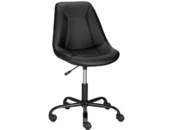 Chaise De Bureau Rembourrée En PU Noir 13 Chaise De Bureau Rembourrée En PU Noir -Meubles Soldes Magasin siege de bureau 21701093