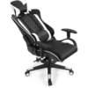 Chaise Gaming De Bascule, Siège Gamer Pivotante Ergonomique, Support Lombaire Et Poche Blanc
