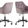 Brooke Chaise De Bureau En Velours, Rose.