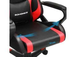 Fauteuil Gamer Chaise De Bureau Siège Ergonomique Avec Support Lombaire Réglable Appui-tête Amovible Hauteur Réglable Dossier Inclinable Charge 150 Kg Noir Et Rouge 12_0001430 -Meubles Soldes Magasin siege de bureau 22803675