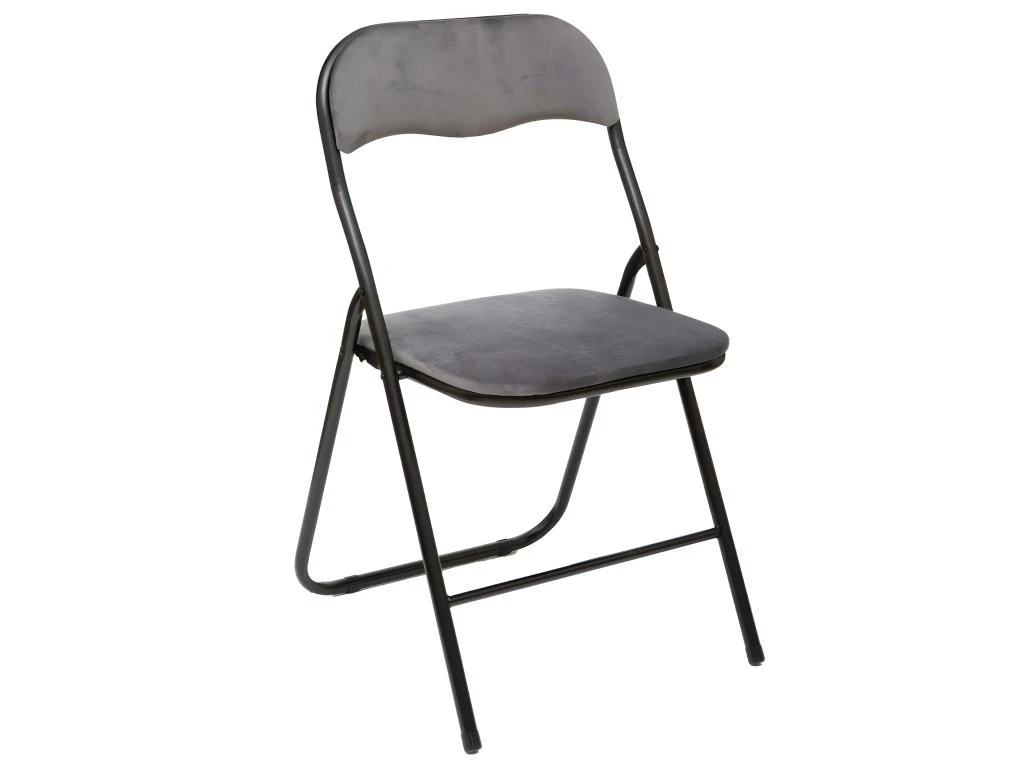Chaise Pliante Confortable En Métal Et Velours Gris H 79 Cm 1 Chaise Pliante Confortable En Métal Et Velours Gris H 79 Cm