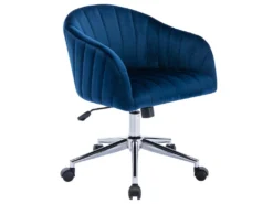 Chaise De Bureau - Velours - Bleu - Hauteur Réglable - TOSILI -Meubles Soldes Magasin siege de bureau 5335385