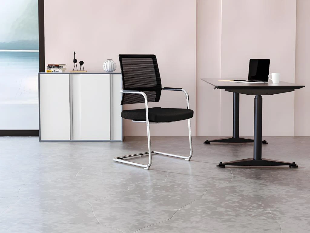 Chaise De Réunion Professionnelle - Tissu Et Métal Chromé - Noir - MARUNOUCHI 2 Chaise De Réunion Professionnelle - Tissu Et Métal Chromé - Noir - MARUNOUCHI – Image 2