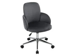 Chaise De Bureau - Velours - Hauteur Réglable - Gris - CAPIA -Meubles Soldes Magasin siege de bureau 751513