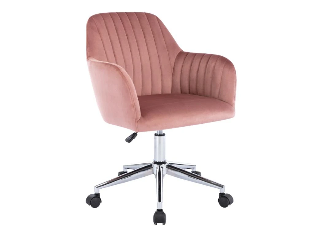 Chaise De Bureau - Velours - Rose - Hauteur Réglable - ELEANA 3 Chaise De Bureau - Velours - Rose - Hauteur Réglable - ELEANA – Image 3