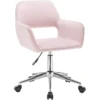 Fauteuil De Bureau Tabouret De Travail En Velours Rose 19_0000146