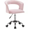 Chaise De Bureau Avec Accoudoirs En Velours Rose 19_0000145