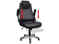 Fauteuil Chaise Siège De Bureau Pivotant Réglable Ergonomique Avec Accoudoir PVC Noir 0502021 -Meubles Soldes Magasin siege de bureau 8911097