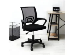 WALTER - Fauteuil De Bureau Sur Roulettes Noir Tissu Mesh -Meubles Soldes Magasin siege de bureau 9167455