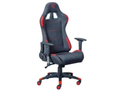 GAMER - Fauteuil Gaming Tissu Noir Et Rouge