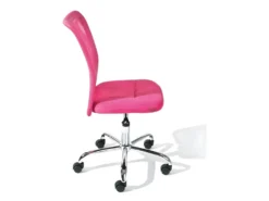 CLIDE - Chaise De Bureau Enfant Tissu Rose Et Pieds Chromés -Meubles Soldes Magasin siege de bureau 9191465