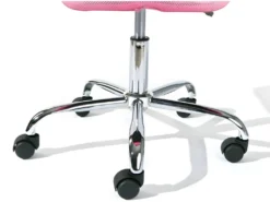 CLIDE - Chaise De Bureau Enfant Tissu Rose Et Pieds Chromés -Meubles Soldes Magasin siege de bureau 9191467