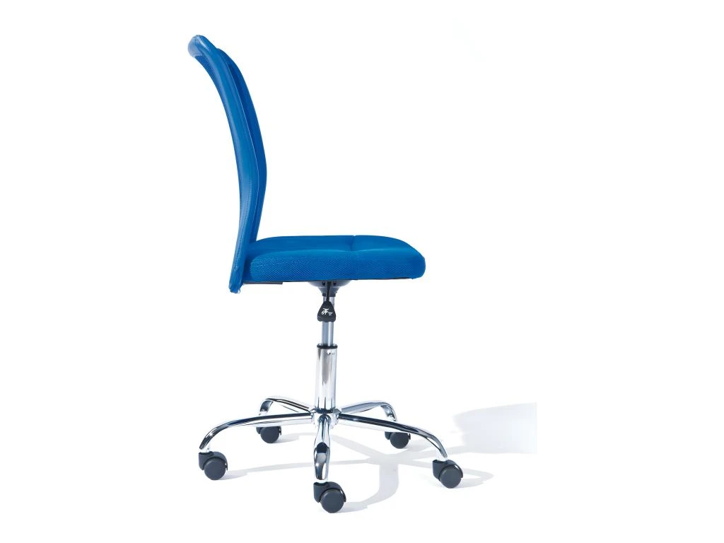 CLIDE - Chaise De Bureau Enfant Tissu Bleu Et Pieds Chromés 2 CLIDE - Chaise De Bureau Enfant Tissu Bleu Et Pieds Chromés – Image 2