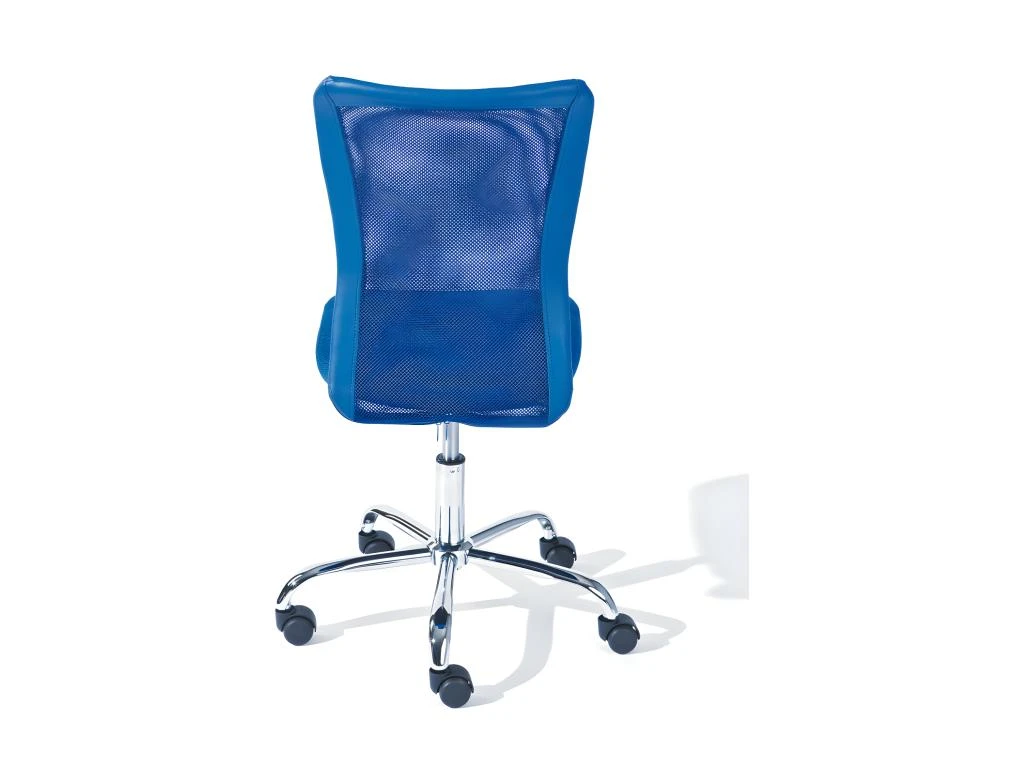 CLIDE - Chaise De Bureau Enfant Tissu Bleu Et Pieds Chromés 3 CLIDE - Chaise De Bureau Enfant Tissu Bleu Et Pieds Chromés – Image 3