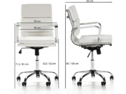 Fauteuil De Bureau Fenix Inclinable Blanc, Cuir Synthétique -Meubles Soldes Magasin siege de bureau 9475179