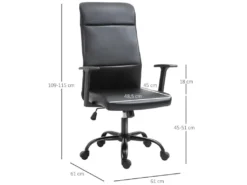 Vinsetto Fauteuil De Bureau Manager Ergonomique Pivotant 360° Hauteur Assise Réglable Revêtement Synthétique PU Noir -Meubles Soldes Magasin siege de bureau 9552761