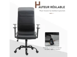Vinsetto Fauteuil De Bureau Manager Ergonomique Pivotant 360° Hauteur Assise Réglable Revêtement Synthétique PU Noir -Meubles Soldes Magasin siege de bureau 9552763