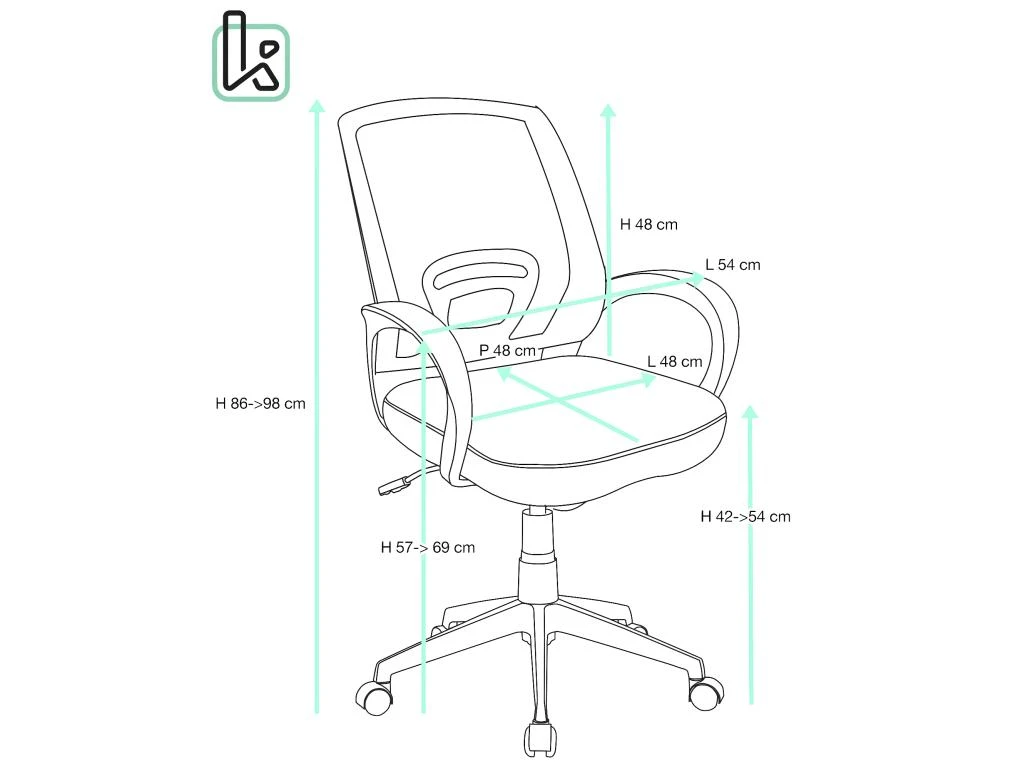 Chaise De Bureau Ergonomique Pivotante Réglable Haut Bas FLAG-E (Rose Blanc) 2 Chaise De Bureau Ergonomique Pivotante Réglable Haut Bas FLAG-E (Rose Blanc) – Image 2