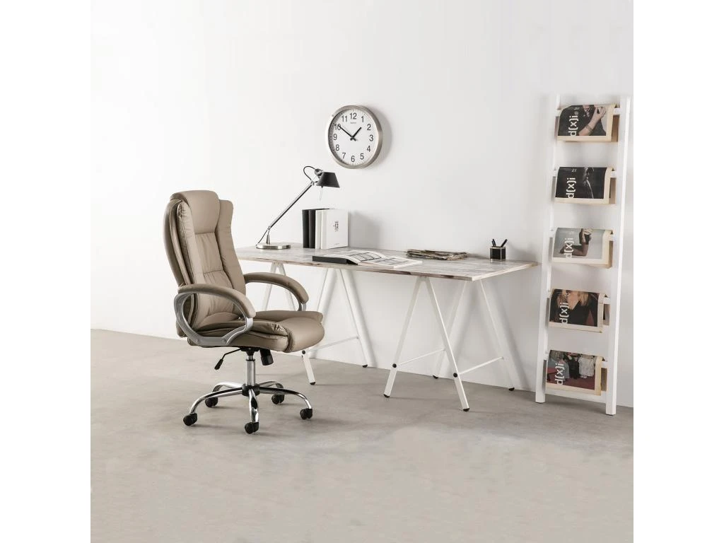 Chaise De Bureau Karen Elevable Et Fauteuil Inclinable En Simili Cuir Taupe 5 Chaise De Bureau Karen Elevable Et Fauteuil Inclinable En Simili Cuir Taupe – Image 5