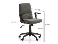 Fauteuil De Bureau Relevable Teo Matelassé Avec Tissu Gris Foncé -Meubles Soldes Magasin siege de bureau 9906975